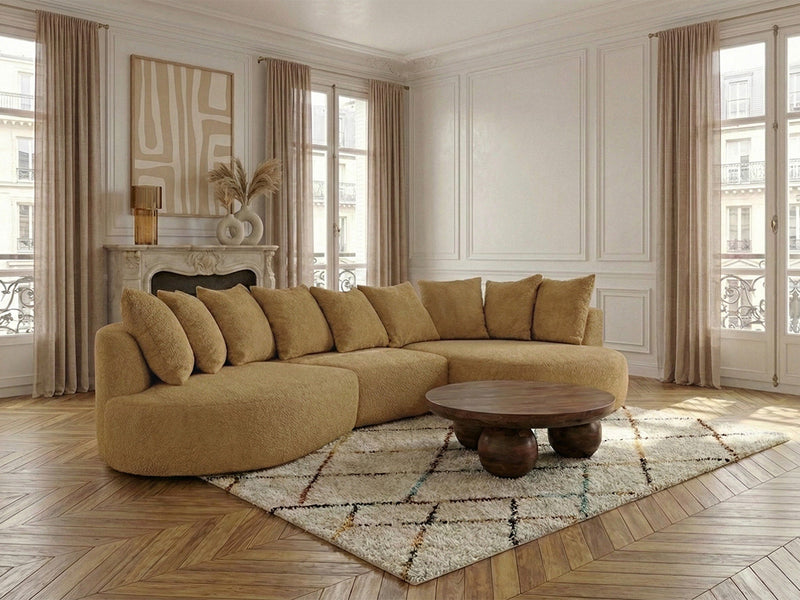 Calypso - Canapé D'Angle Fixe - Tissu Bouclette - Angle Droit