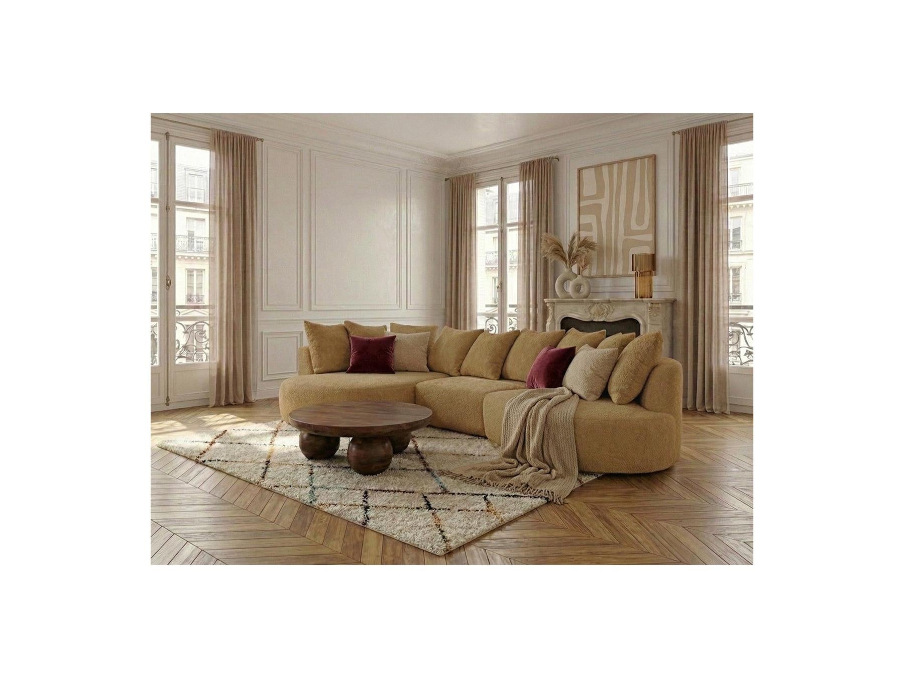 Calypso - Fixed Corner Sofa - Bouclé Fabric - Left-Hand Corner
