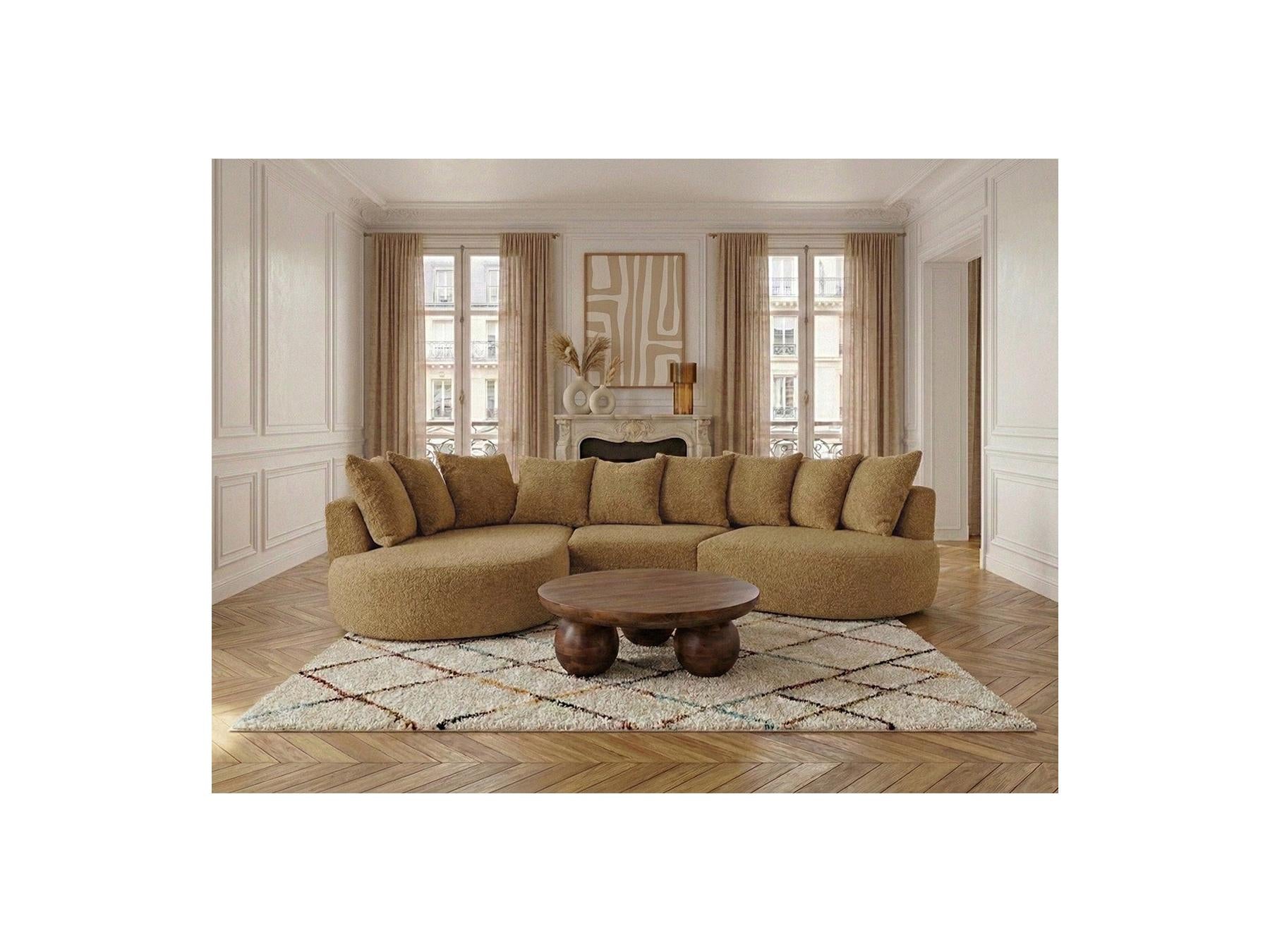 Calypso - Fixed Corner Sofa - Bouclé Fabric - Left-Hand Corner
