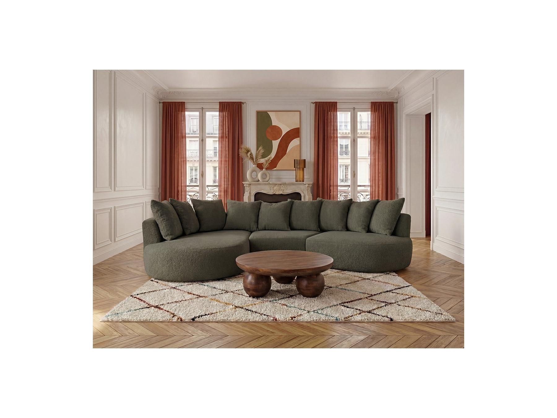 Calypso - Fixed Corner Sofa - Bouclé Fabric - Left-Hand Corner