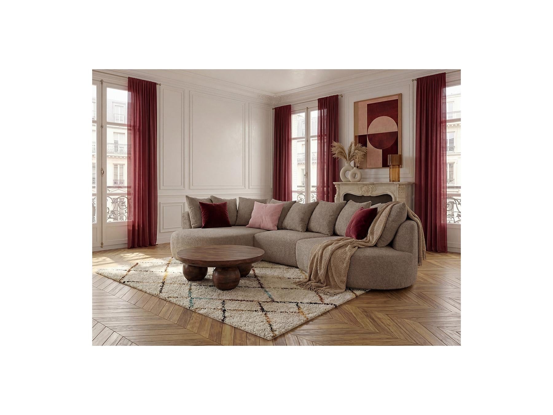 Calypso - Fixed Corner Sofa - Bouclé Fabric - Left-Hand Corner