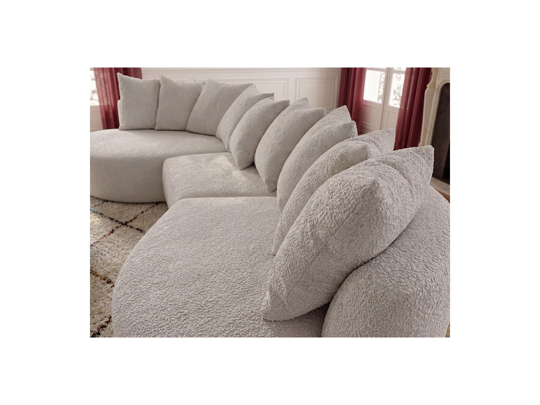 Calypso - Fixed Corner Sofa - Bouclé Fabric - Left-Hand Corner