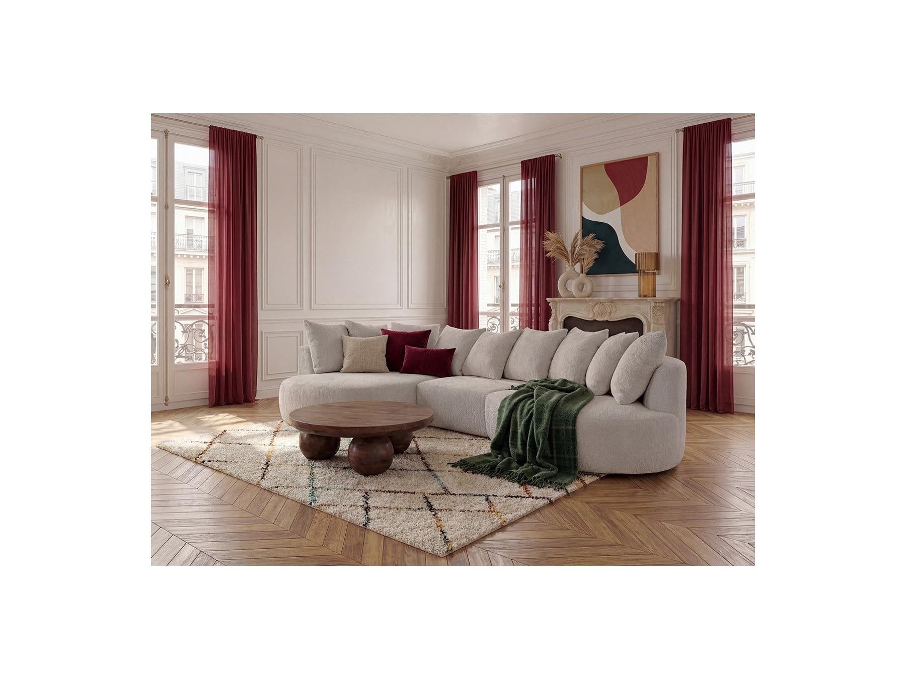 Calypso - Fixed Corner Sofa - Bouclé Fabric - Left-Hand Corner