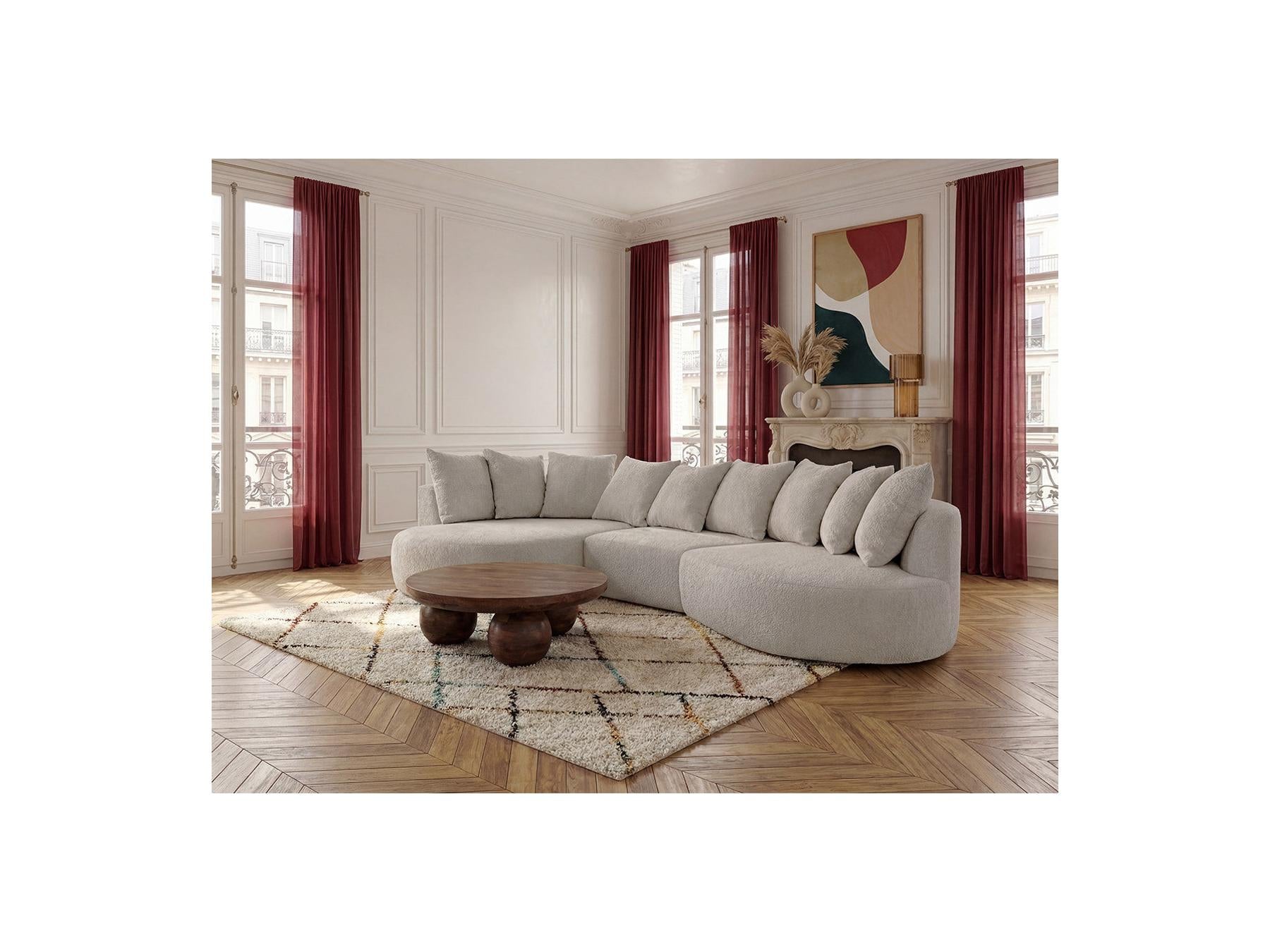 Calypso - Fixed Corner Sofa - Bouclé Fabric - Left-Hand Corner