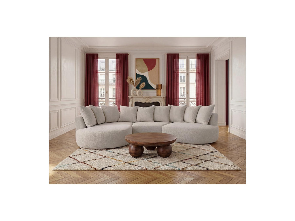 Calypso - Fixed Corner Sofa - Bouclé Fabric - Left-Hand Corner
