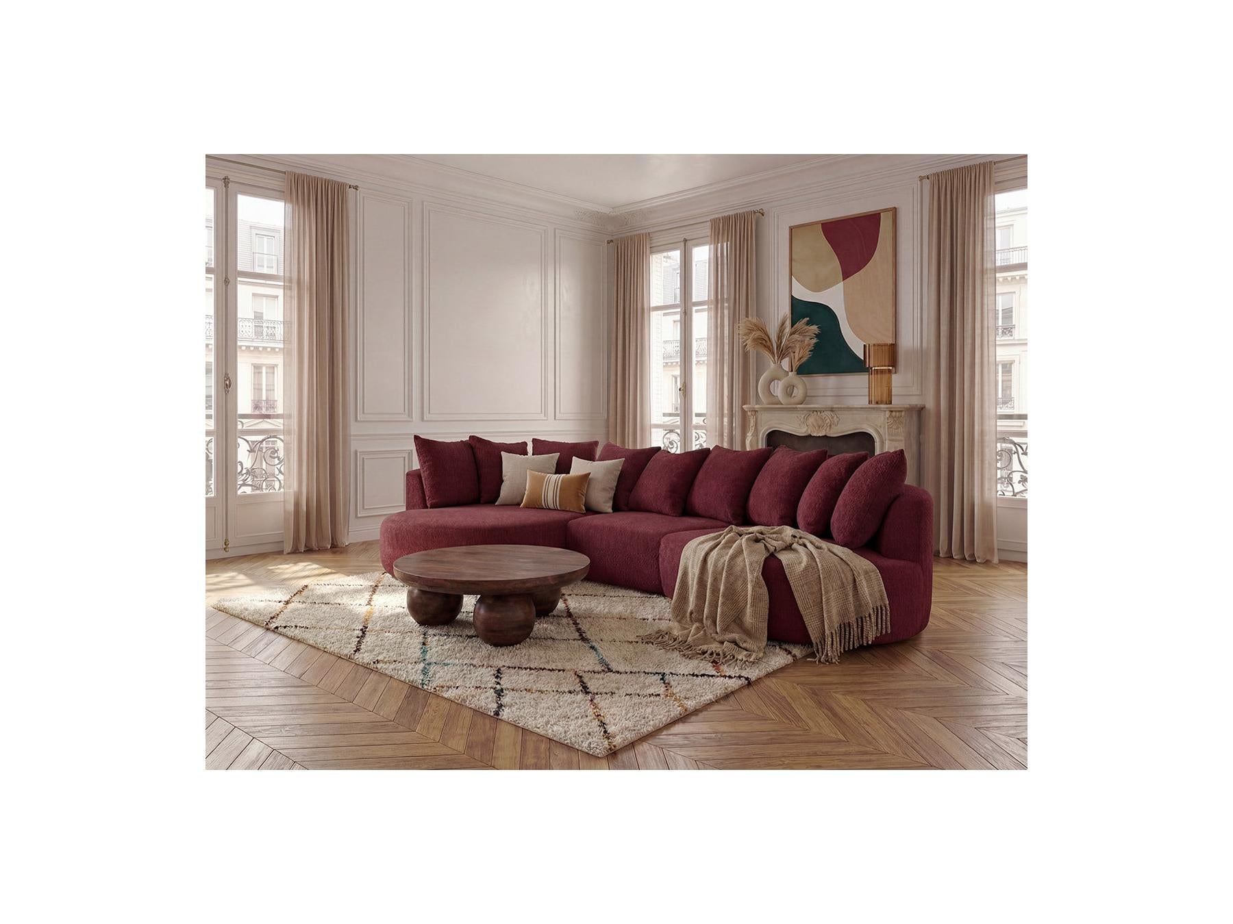 Calypso - Fixed Corner Sofa - Bouclé Fabric - Left-Hand Corner