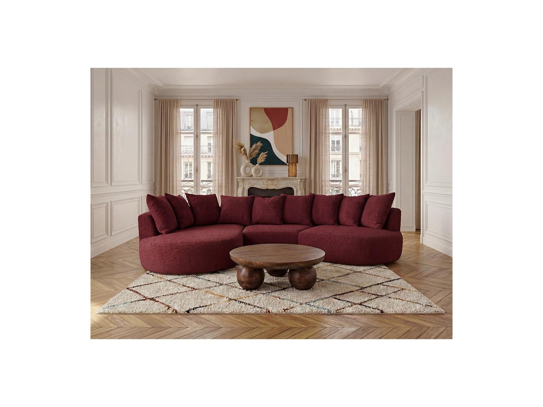 Calypso - Fixed Corner Sofa - Bouclé Fabric - Left-Hand Corner
