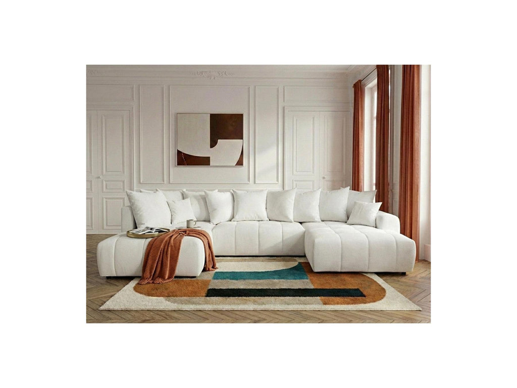Roxelane - Canapé Panoramique Convertible - Tissu Chiné - Angle Droit