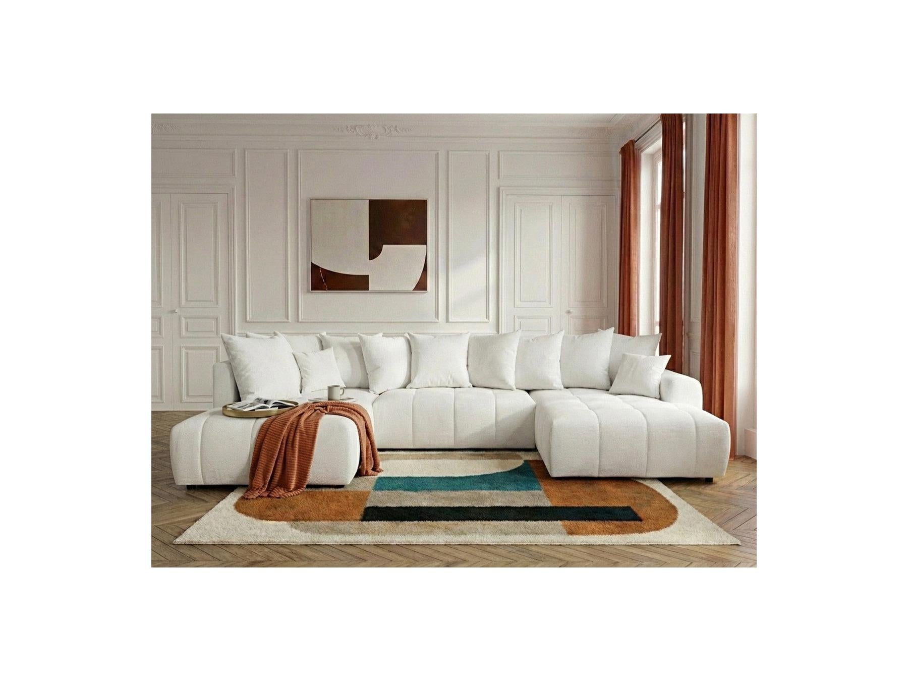 Roxelane - Canapé Panoramique Convertible - Tissu Chiné - Angle Droit