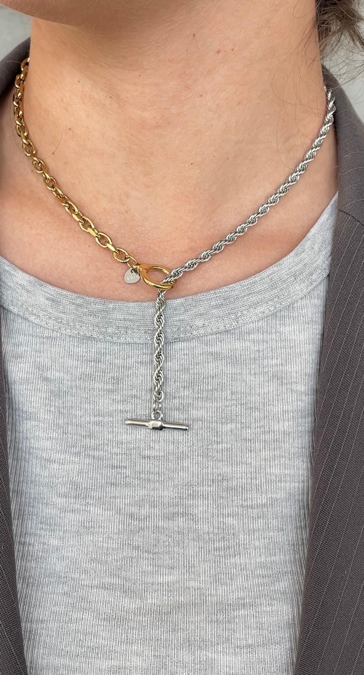Collana Sottile Intrecciata Bicolore