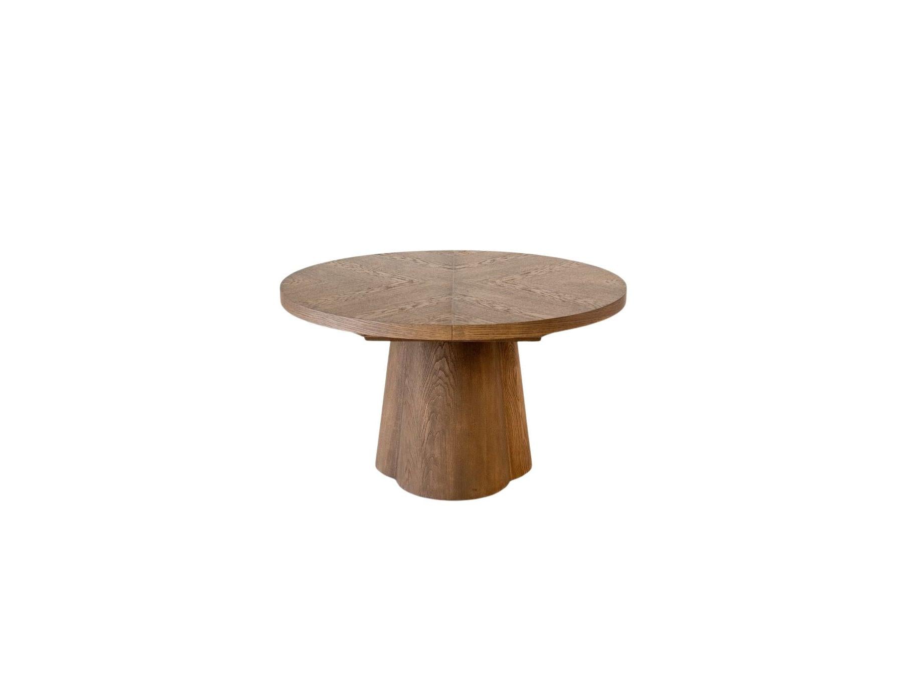 Sugiton - Set with Extendable Round Dining Table 130 to 180 cm + Set of Bastide Solid Oak Veneer Chairs - Set of 4 Chairs