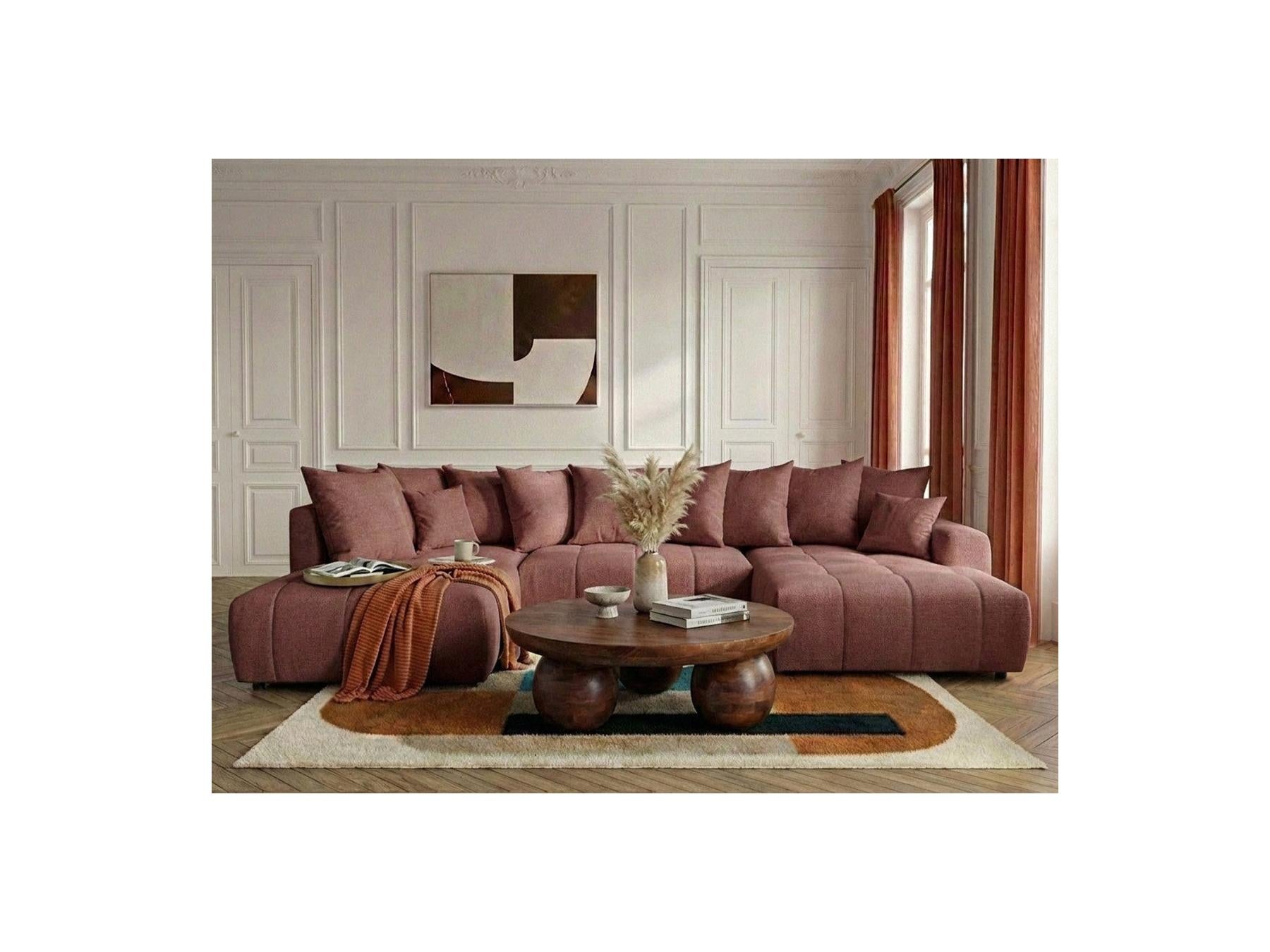 Roxelane - Canapé Panoramique Convertible - Tissu Chiné - Angle Droit