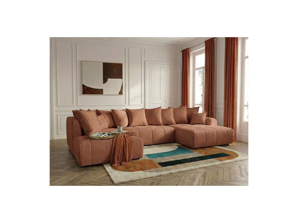 Roxelane - Canapé Panoramique Convertible - Tissu Chiné - Angle Droit