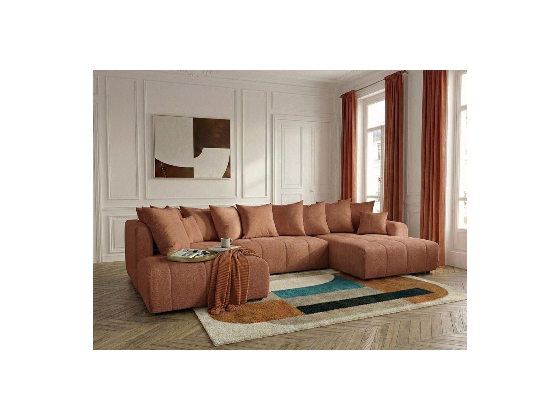 Roxelane - Canapé Panoramique Convertible - Tissu Chiné - Angle Droit