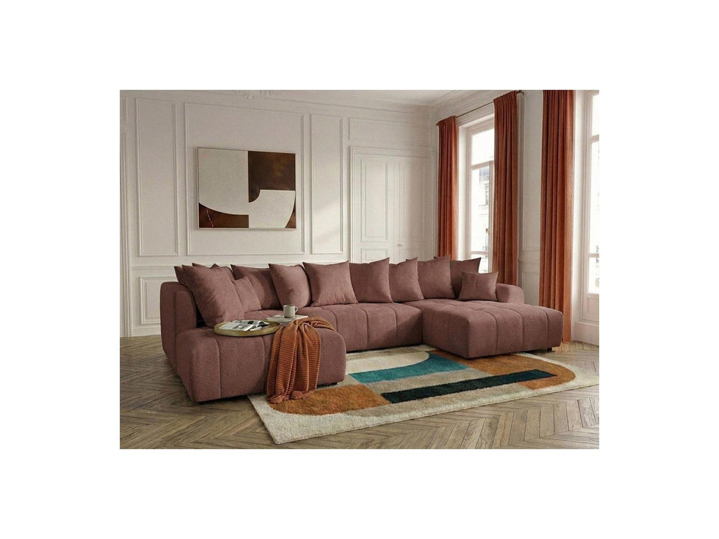 Roxelane - Canapé Panoramique Convertible - Tissu Chiné - Angle Droit