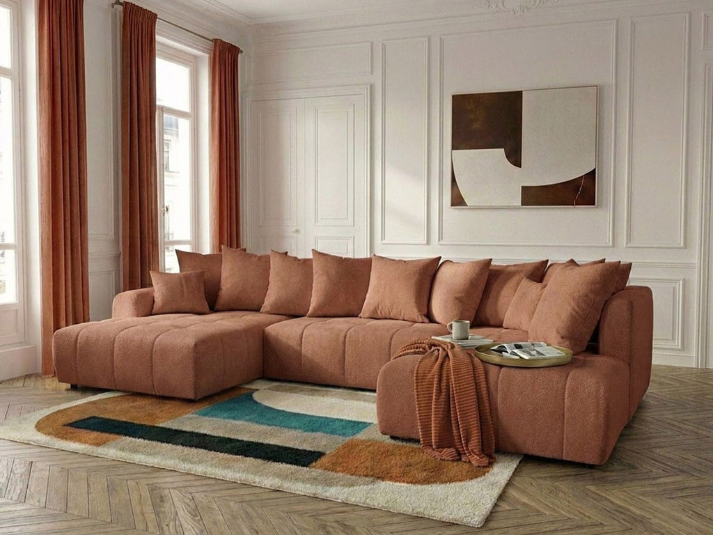 Roxelane - Canapé Panoramique Convertible - Tissu Chiné - Angle Gauche