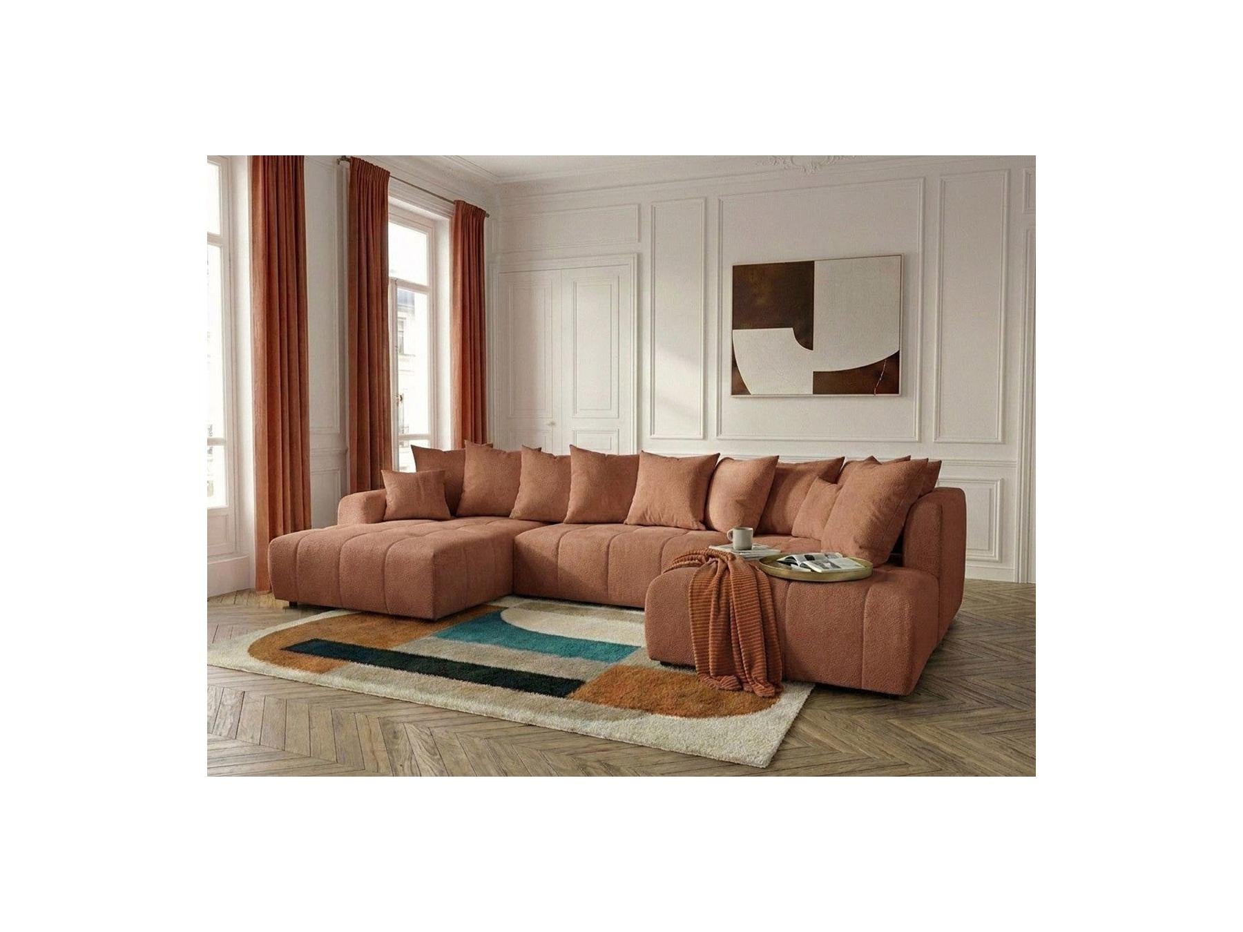 Roxelane - Canapé Panoramique Convertible - Tissu Chiné - Angle Gauche