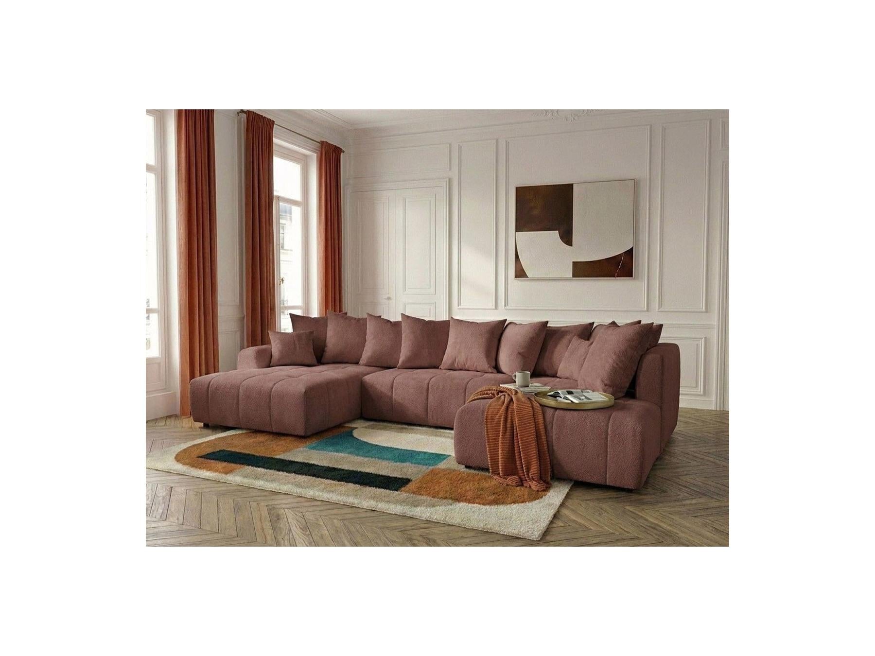 Roxelane - Canapé Panoramique Convertible - Tissu Chiné - Angle Gauche