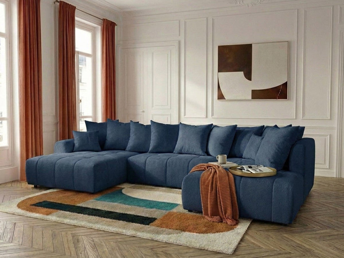 Roxelane - Canapé Panoramique Convertible - Tissu Chiné - Angle Gauche