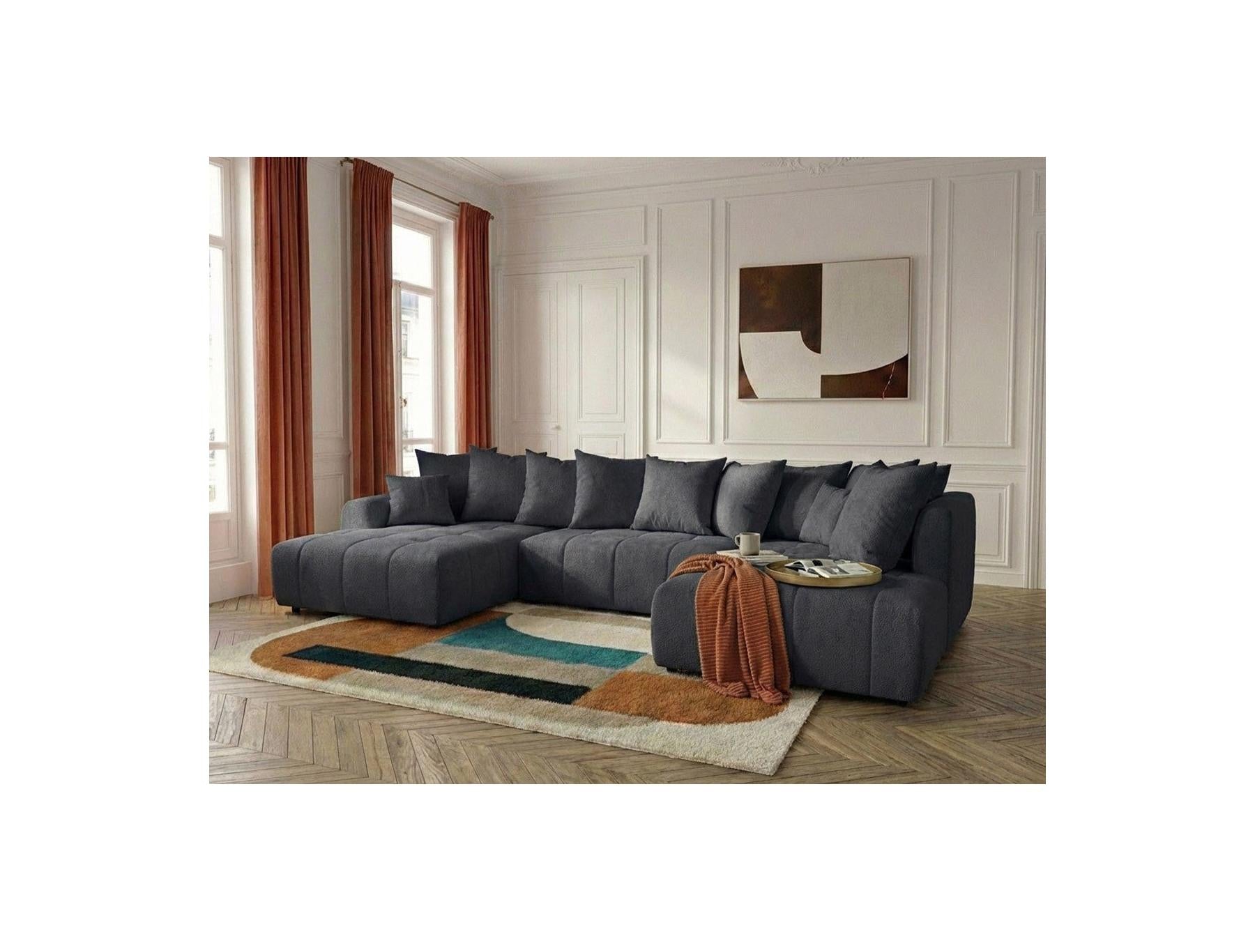 Roxelane - Canapé Panoramique Convertible - Tissu Chiné - Angle Gauche
