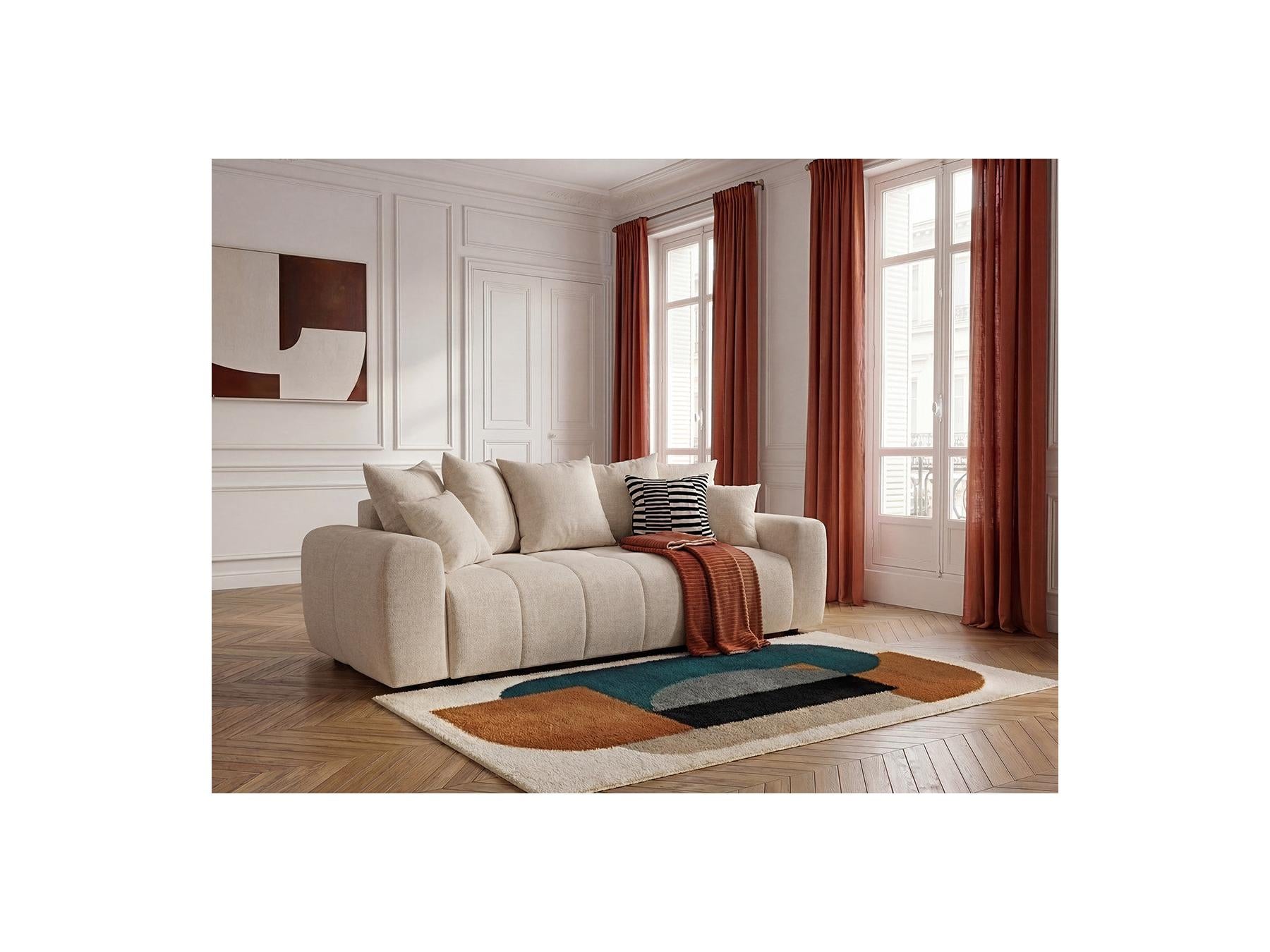 Roxelane - Canapé 3 Places Convertible - Tissu Chiné