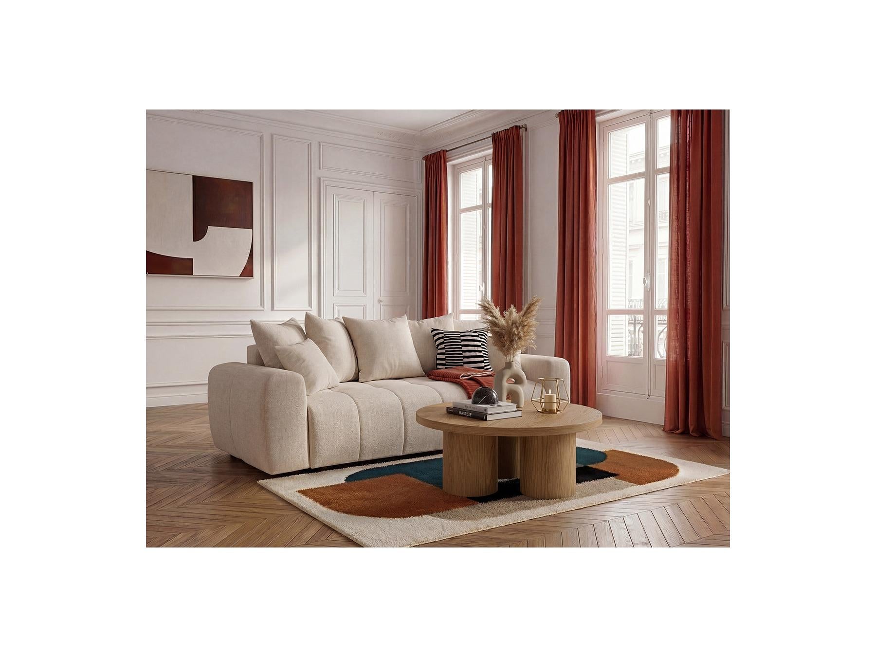 Roxelane - Canapé 3 Places Convertible - Tissu Chiné