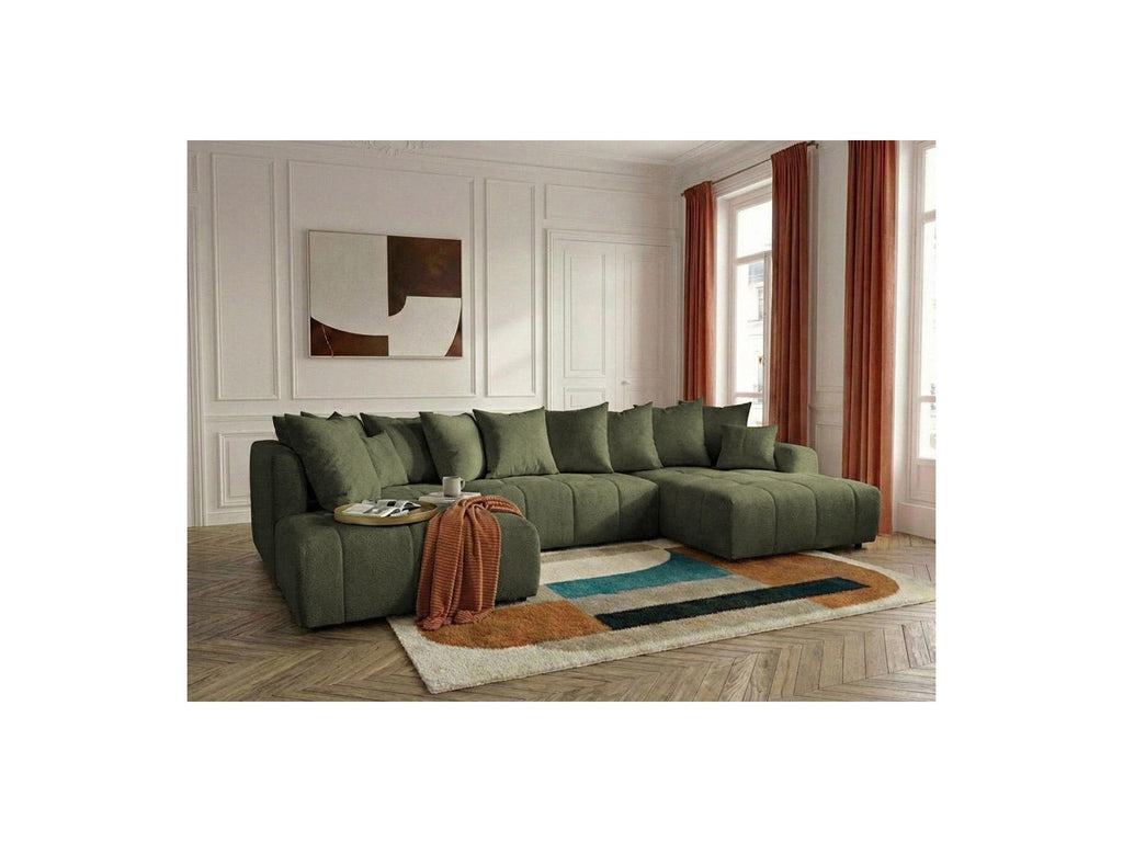 Roxelane - Canapé Panoramique Convertible - Tissu Chiné - Angle Droit