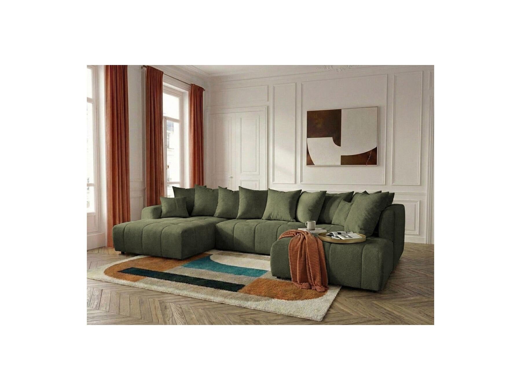 Roxelane - Canapé Panoramique Convertible - Tissu Chiné - Angle Gauche
