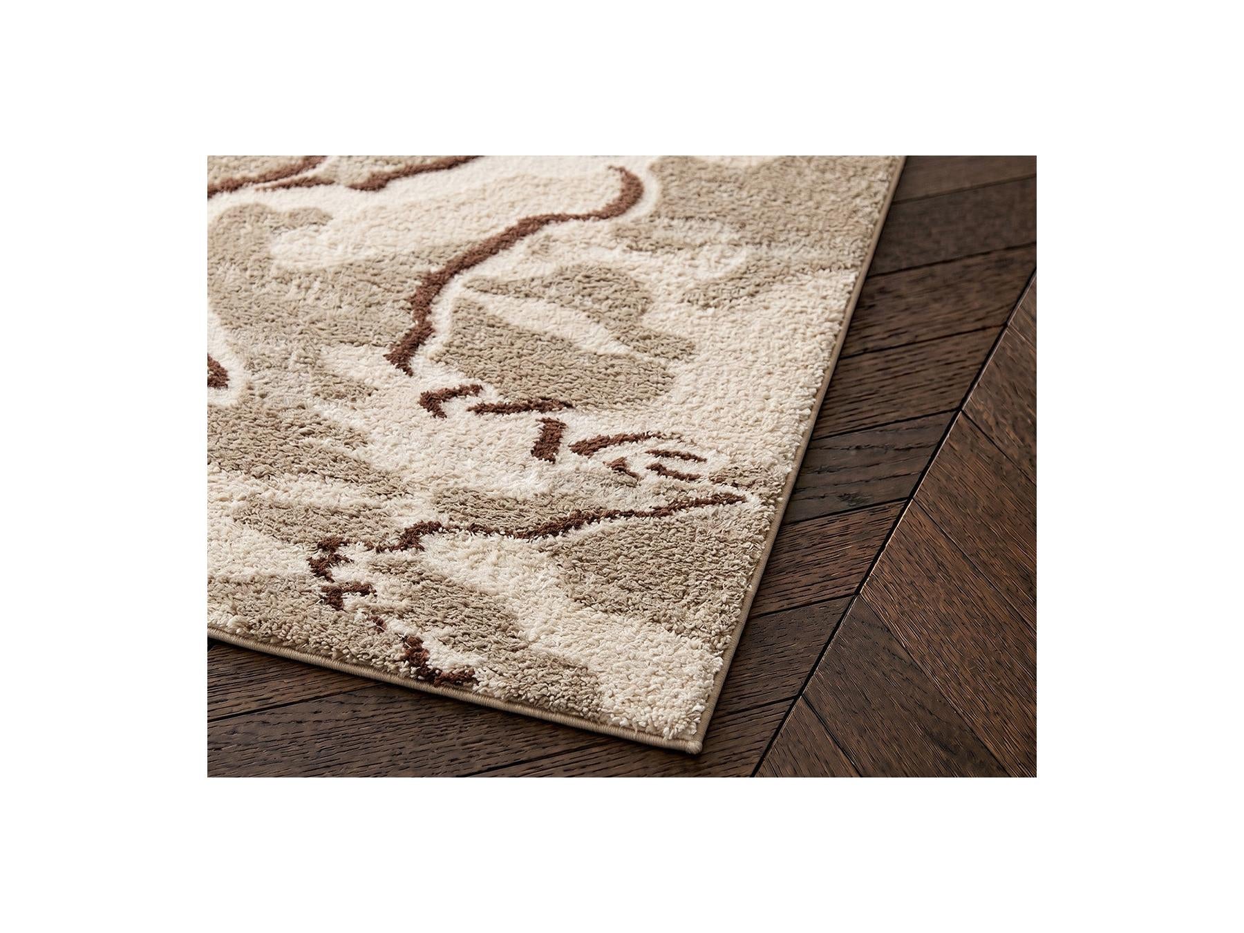 Elvia - Long Pile Rug - Abstract Pattern - Beige