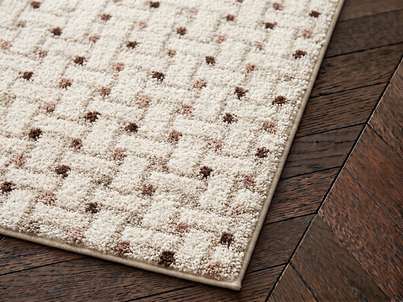 Mizai - Tapis Poils Longs - Motif Graphique - Beige