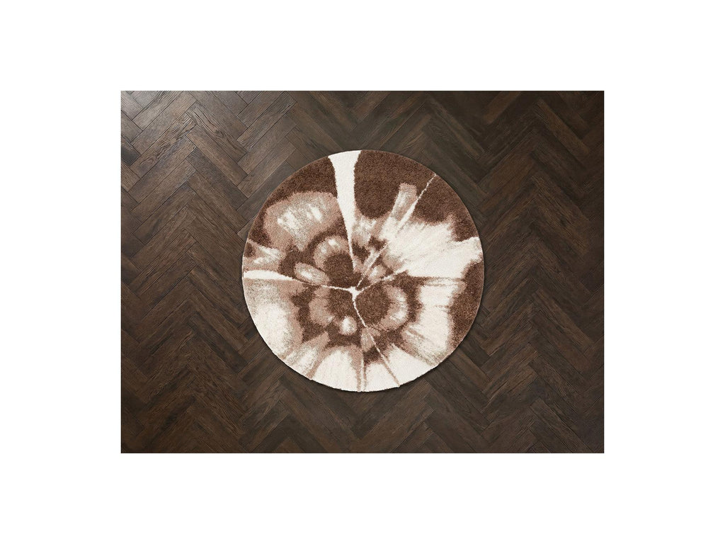 Mocca - Round Long Pile Rug - Abstract Pattern