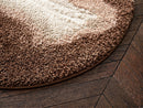 Mocca - Tapis Rond Poils Longs - Motif Abstrait