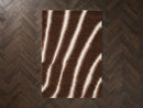 Tirasu - Tapis Poils Longs - Motif Abstrait - Marron