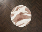Round Long-Pile Leche Rug Abstract Pattern