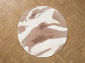 Round Long-Pile Leche Rug Abstract Pattern