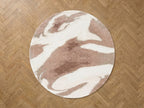 Round Long-Pile Leche Rug Abstract Pattern