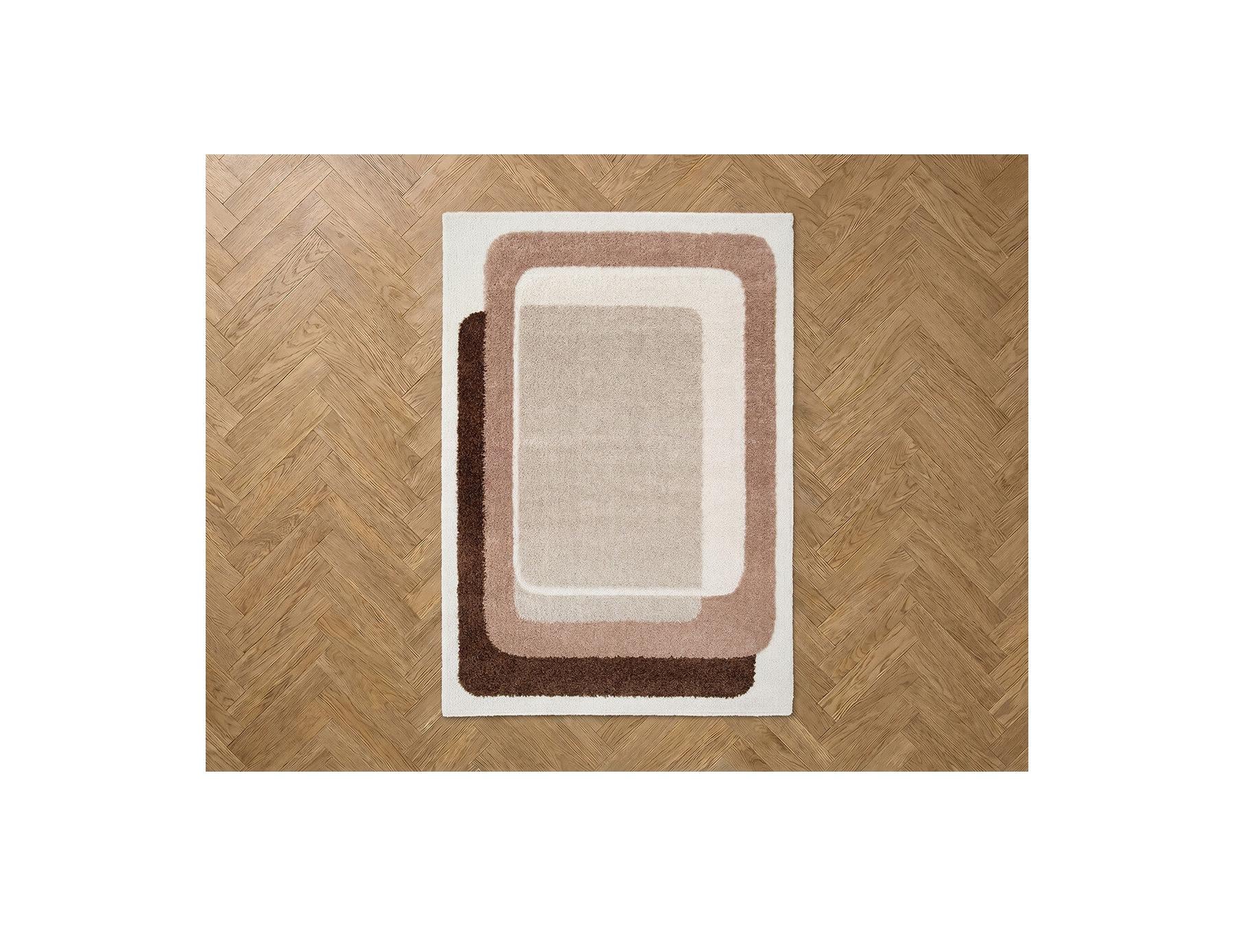 Kare - Long Pile Rug - Graphic Pattern - Brown