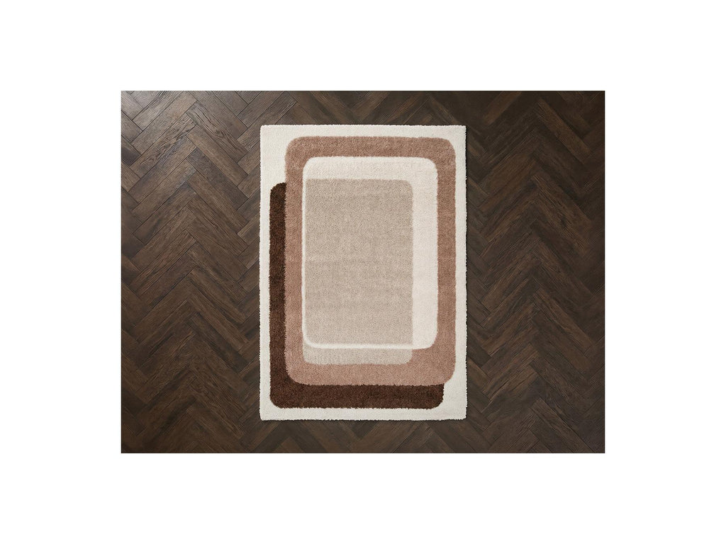 Kare - Long Pile Rug - Graphic Pattern - Brown