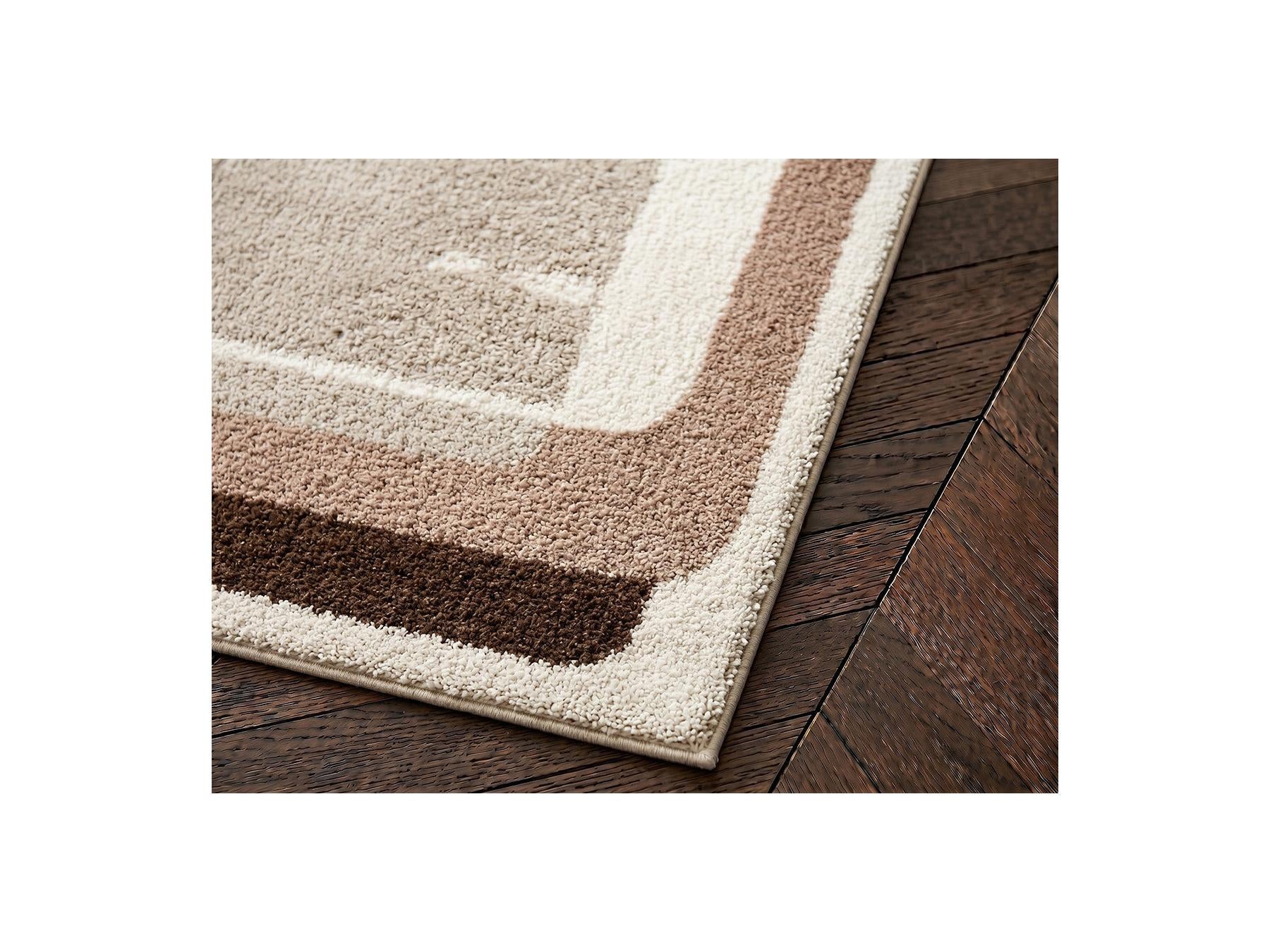 Kare - Long Pile Rug - Graphic Pattern - Brown