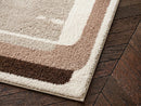 Kare - Tapis Poils Longs - Motif Graphique - Marron