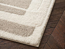 Kare - Tapis Poils Longs - Motif Graphique - Beige