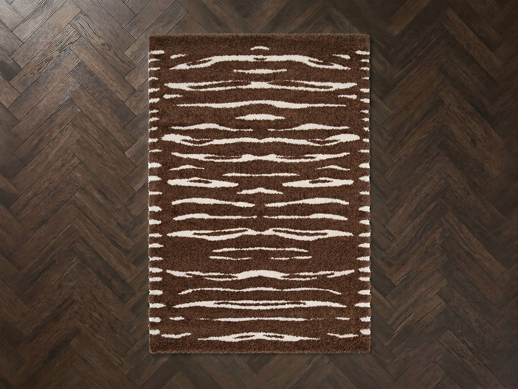 Tavaro - Alfombra de pelo largo - Motivo abstracto - Marrón