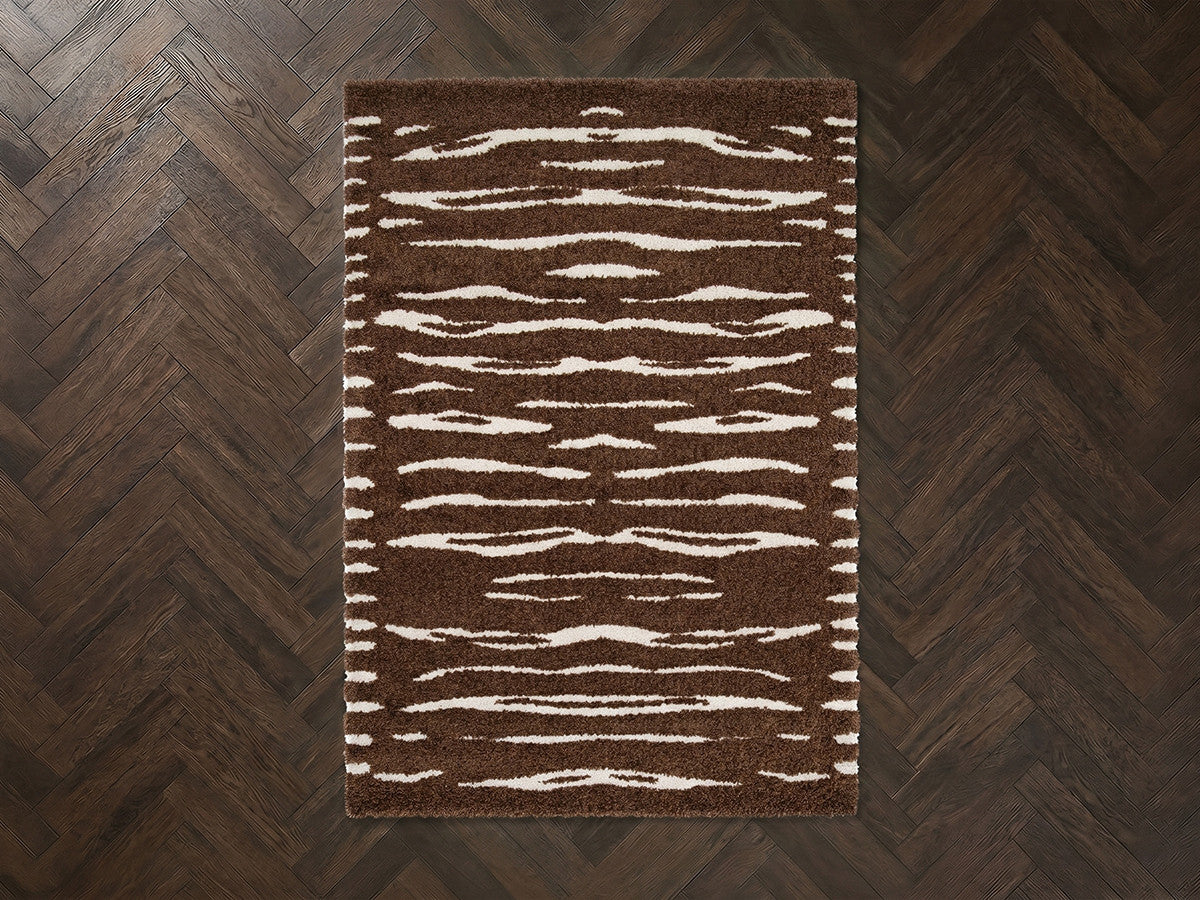 Tavaro - Alfombra de pelo largo - Motivo abstracto - Marrón