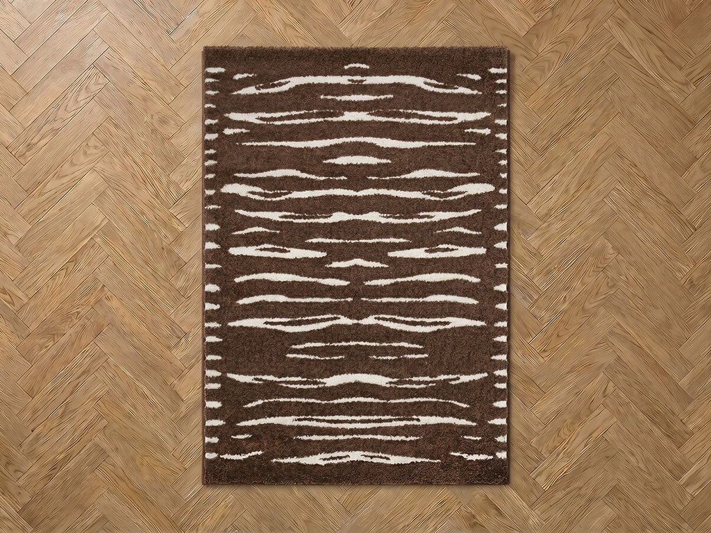 Tavaro - Alfombra de pelo largo - Motivo abstracto - Marrón