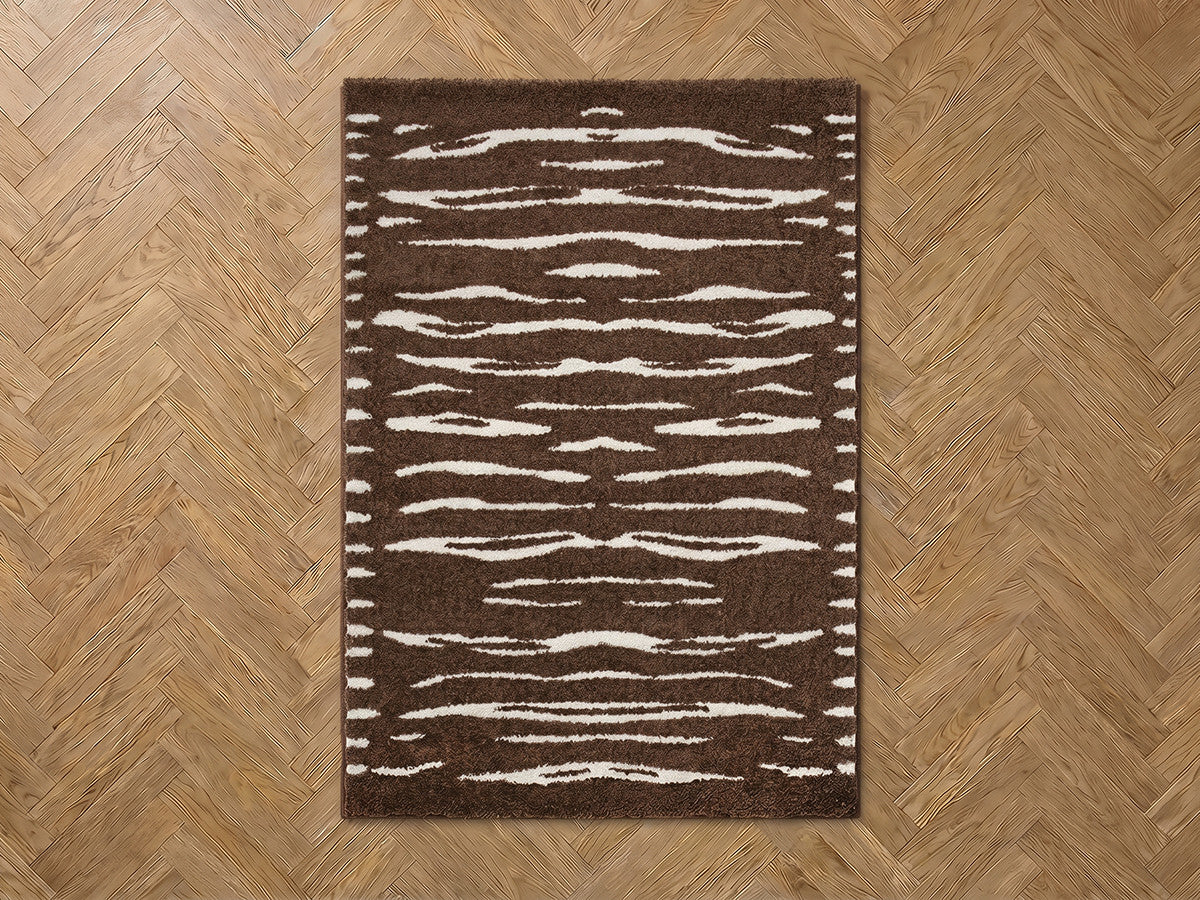 Tavaro - Alfombra de pelo largo - Motivo abstracto - Marrón