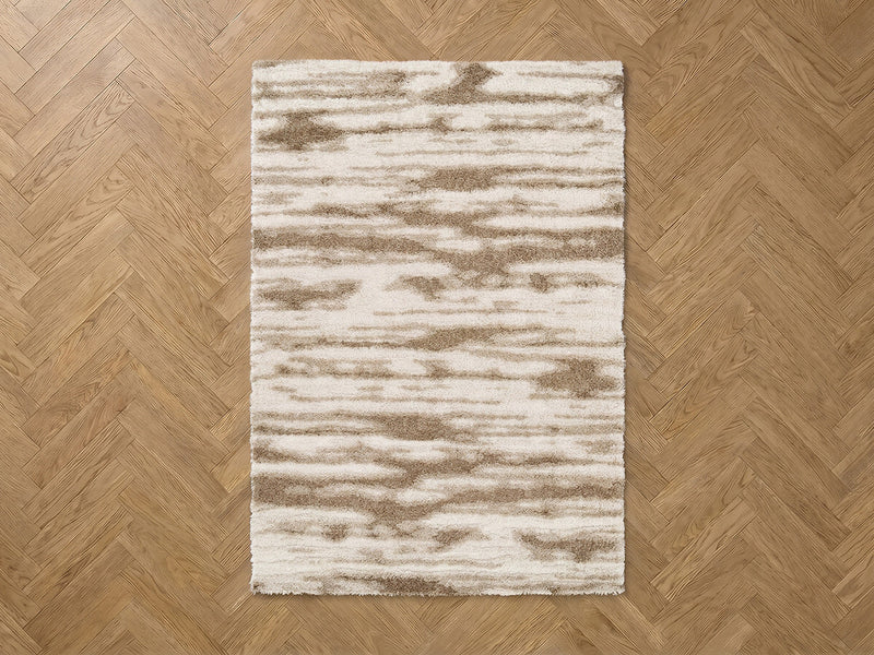 Telira - Tapis Poils Longs - Motif Abstrait - Marron