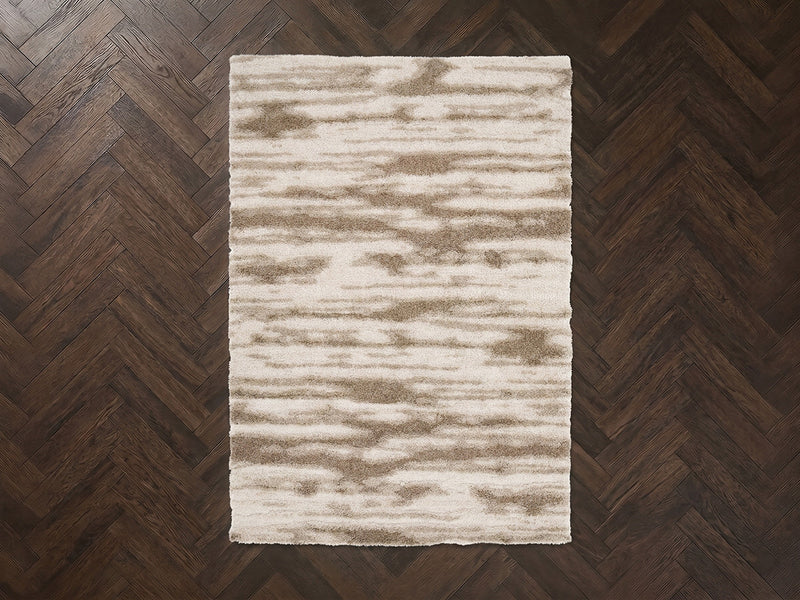 Telira - Tapis Poils Longs - Motif Abstrait - Marron
