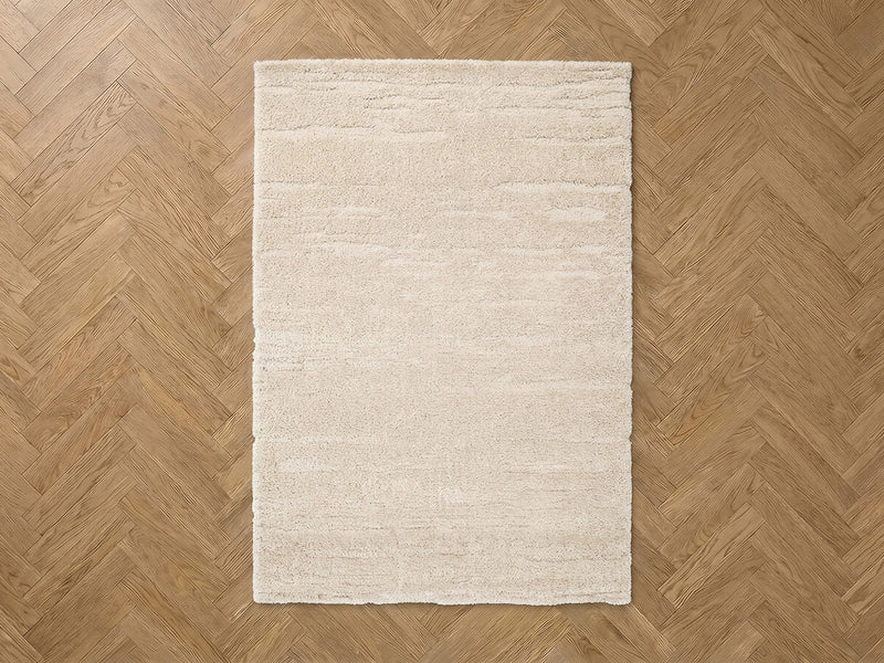 Telira - Tapis Poils Longs - Motif Abstrait - Beige