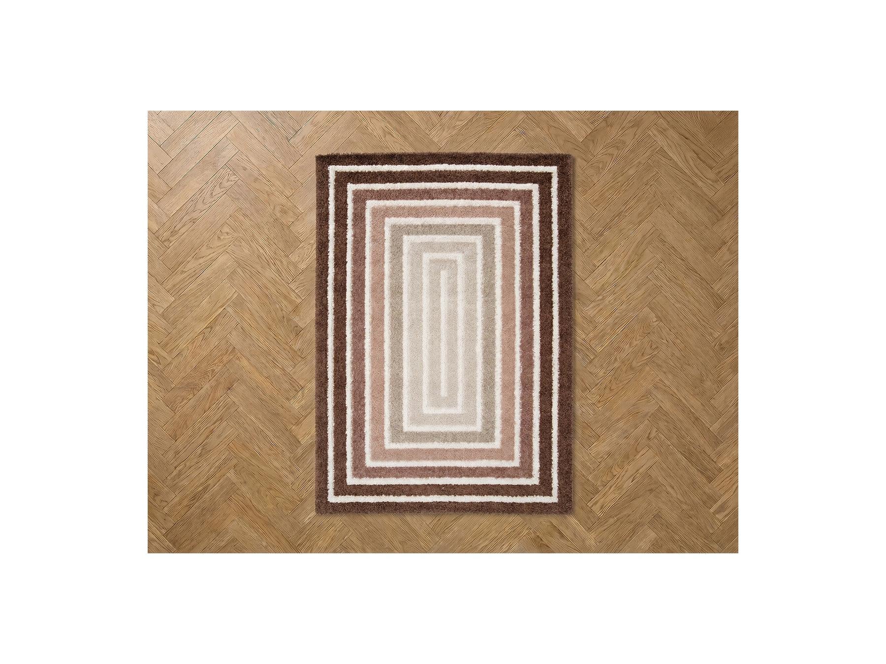 Lyzzo - Long Pile Rug - Graphic Pattern - Brown