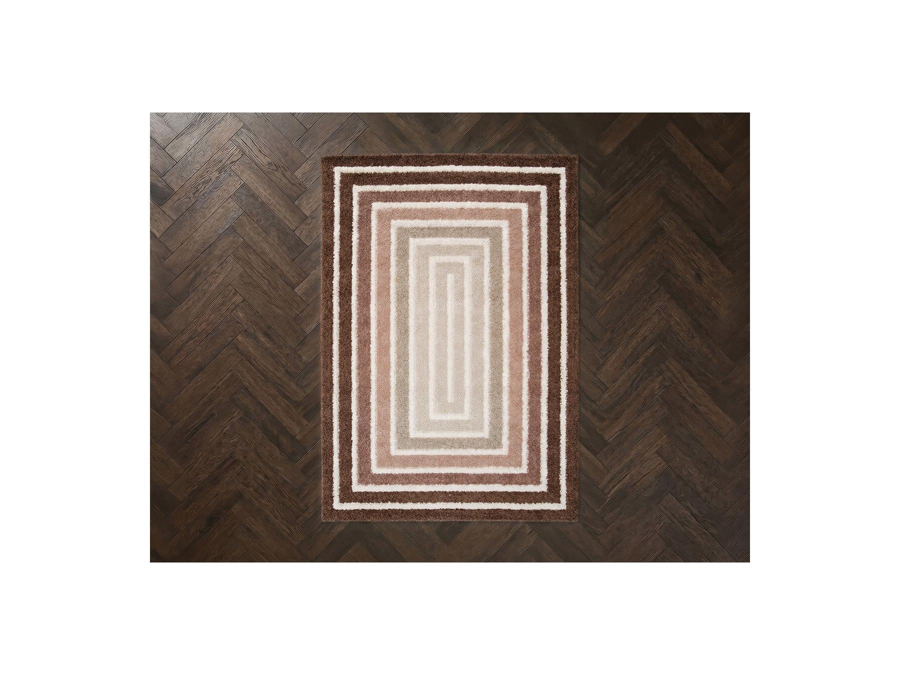 Lyzzo - Long Pile Rug - Graphic Pattern - Brown